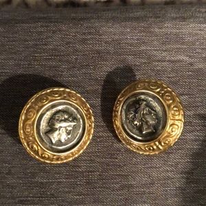 Gold and silver metal clip-on earrings